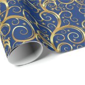 Kerstverpakken papier-Majesteit Golden Swirls Cadeaupapier (Rol Hoek)