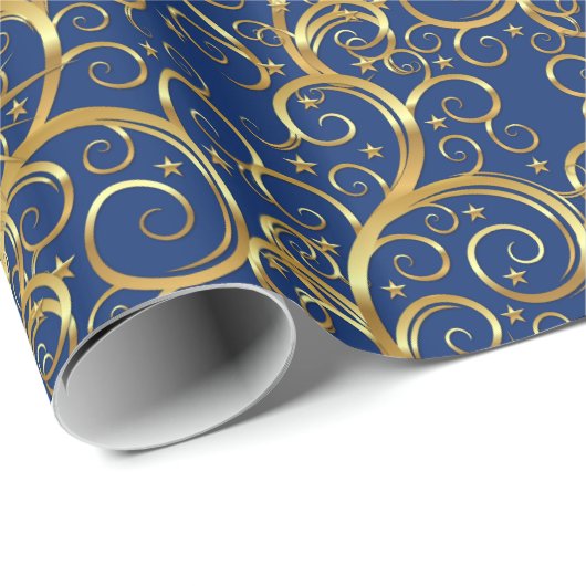 Kerstverpakken papier-Majesteit Golden Swirls Cadeaupapier (Rol Hoek)