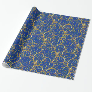 Kerstverpakken papier-Majesteit Golden Swirls Cadeaupapier