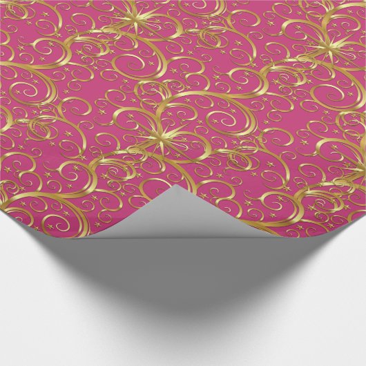 Kerstverpakken papier-Majesteit Golden Swirls Cadeaupapier (Hoek)