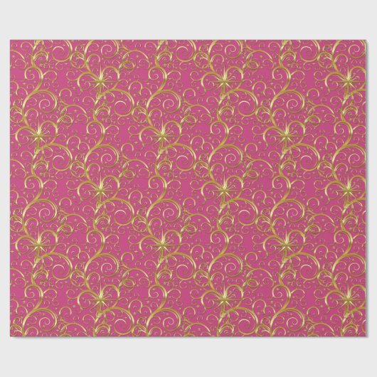 Kerstverpakken papier-Majesteit Golden Swirls Cadeaupapier (Vlak)