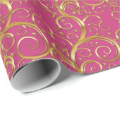 Kerstverpakken papier-Majesteit Golden Swirls Cadeaupapier (Rol Hoek)