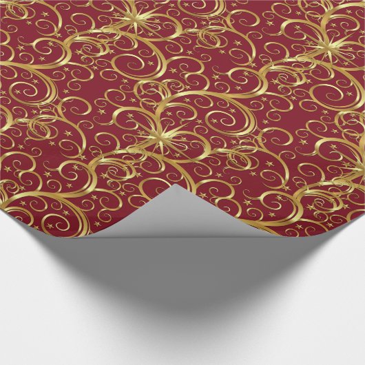 Kerstverpakken papier-Majesteit Golden Swirls Cadeaupapier (Hoek)