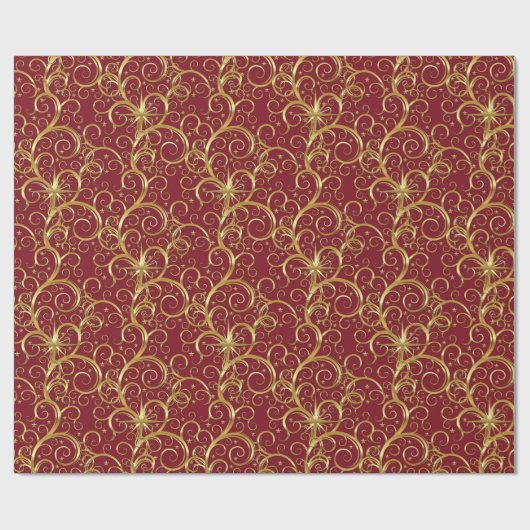 Kerstverpakken papier-Majesteit Golden Swirls Cadeaupapier (Vlak)