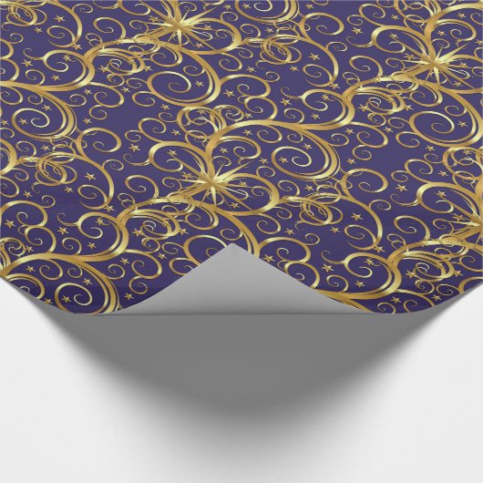 Kerstverpakken papier-Majesteit Golden Swirls Cadeaupapier (Hoek)