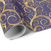 Kerstverpakken papier-Majesteit Golden Swirls Cadeaupapier (Rol Hoek)