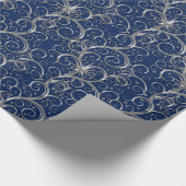 Kerstverpakken papier-Majesteit Silver Swirls Cadeaupapier (Hoek)