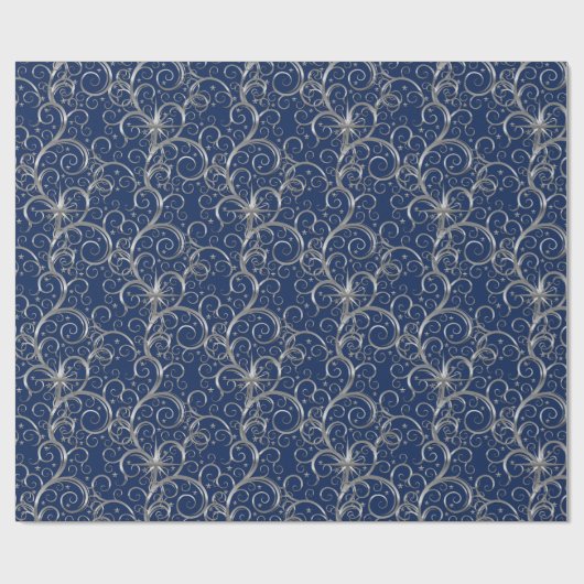 Kerstverpakken papier-Majesteit Silver Swirls Cadeaupapier (Vlak)