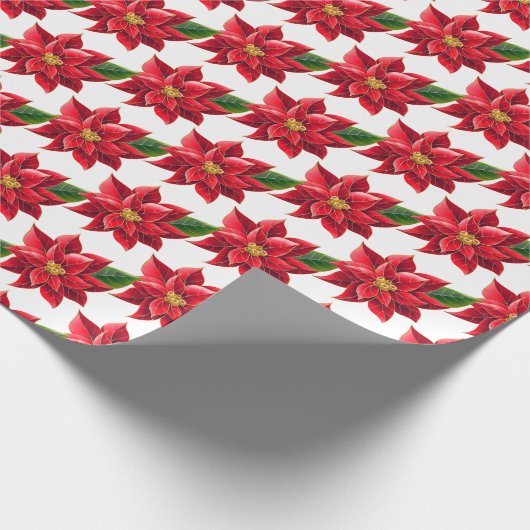 Kerstverpakken Papier-rood Poinsettias Cadeaupapier (Hoek)