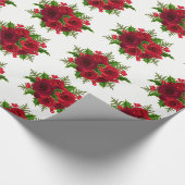 Kerstverpakken Papier-rood Rozen & Holly Cadeaupapier (Hoek)