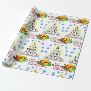 Kerstverpakken, pinguïn Snowflakes Cadeaupapier