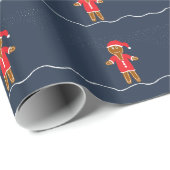 Kerstverpakkings papier Kerstman met peperkoek (Rol Hoek)