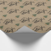 Kerstverpakkings papier met Eland & Kerstbomen (Hoek)