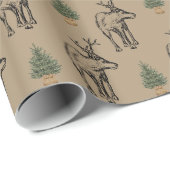Kerstverpakkings papier met Eland & Kerstbomen (Rol Hoek)
