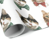 Kerstverpakkings papier met Festieve Katten (Rol Hoek)