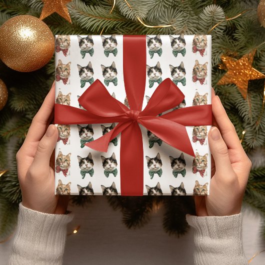 Kerstverpakkings papier met Festieve Katten