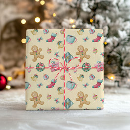 Kerstverpakkings papier met gemberkoek thema