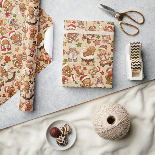 Kerstverpakkings papier met Gemberkoek Vreugde (Crafts)