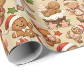 Kerstverpakkings papier met Gemberkoek Vreugde (Rol Hoek)