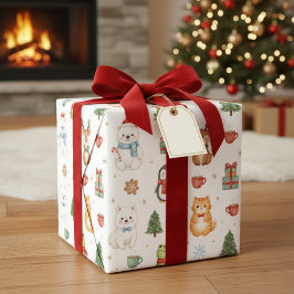 Kerstverpakkings papier met grillige winterdieren