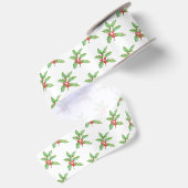 Kerstverpakkings papier met hulstbessen satijnen lint (Achterkant)