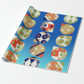 Kerstverpakkings papier met moderne ornamenten in (Uitgerold)