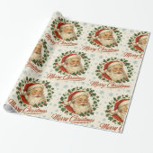 Kerstverpakkings papier met oude Sint (Uitgerold)