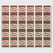 Kerstverpakkings papier met retro lelijke kerst ui (Vlak)