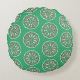 Kerstverpakkings papier met vintage decoratie rond kussen