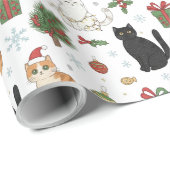 Kerstverpakkings papier met vrolijke katten (Rol Hoek)