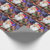 Kerstverpakte kerstpapier Kerstman met rendieren Cadeaupapier (Hoek)