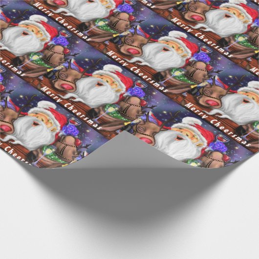 Kerstverpakte kerstpapier Kerstman met rendieren Cadeaupapier (Hoek)