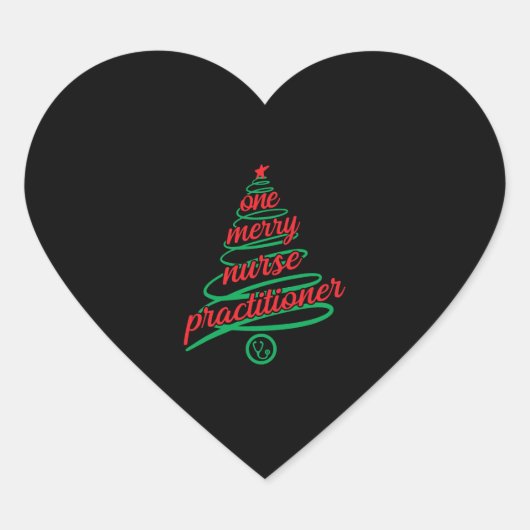 Kerstverpleegkundige, een groentje hart sticker (Voorkant)
