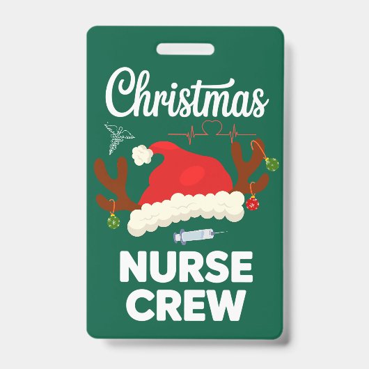 Kerstverpleegster Bemanning Kerstman Hoed Kerstmis Badge (Voorzijde)
