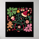 Kerstverpleegster Boho Bloem Stethoscoop Nursing X Poster (Voorkant)