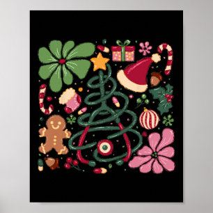 Kerstverpleegster Boho Bloem Stethoscoop Nursing X Poster