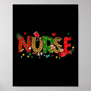 Kerstverpleegster Coquette Strik Stethoscoop Er Rn Poster