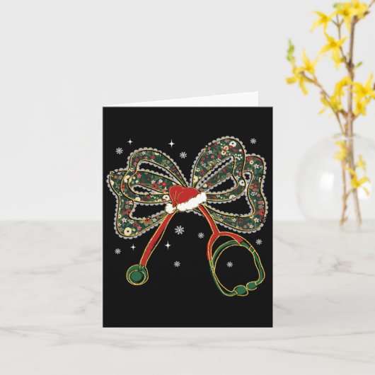 Kerstverpleegster Coquette Strik Stethoscoop Xmas  Kaart (Gele Bloem)