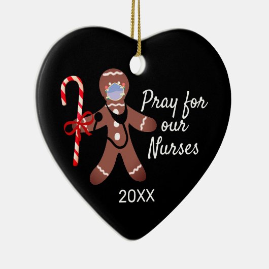 Kerstverpleegster Covid Face Mask Gingerbrood Man Keramisch Ornament (Rechts)