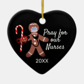 Kerstverpleegster Covid Face Mask Gingerbrood Man Keramisch Ornament (Voorkant)