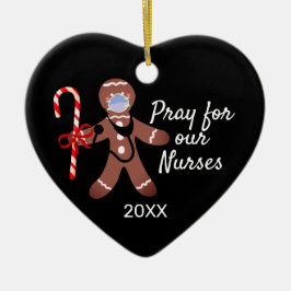 Kerstverpleegster Covid Face Mask Gingerbrood Man Keramisch Ornament