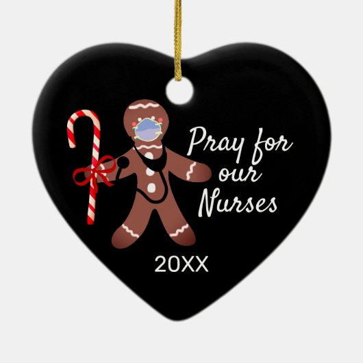 Kerstverpleegster Covid Face Mask Gingerbrood Man Keramisch Ornament (Achterkant)