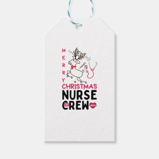 kerstverpleegster, crème Funny Xmas kostuum Cadeaulabel (Voorkant)