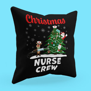 Kerstverpleegster Crew met Kerstman en Rendier Kussen