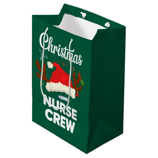 Kerstverpleegster Crew Santa Hat Kerstmis Medium Cadeauzakje (Voorkant Gekanteld)