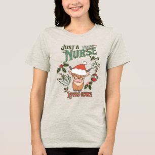 Kerstverpleegster die houdt van Koeien Highland RN Tri-Blend Shirt
