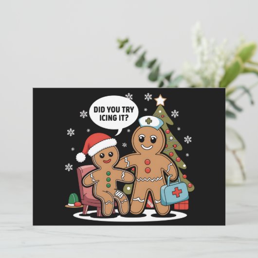 Kerstverpleegster Gingerbread Man Heb je de Icing Feestdagenkaart (Staand voorkant)