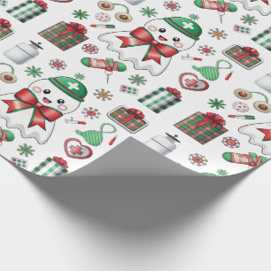 Kerstverpleegster met stethoscoop Kerstverpleegste Cadeaupapier
