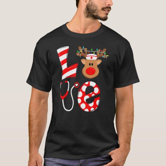 Kerstverpleegster NICU RN Santa Reindeer Nur T-shirt (Voorkant)