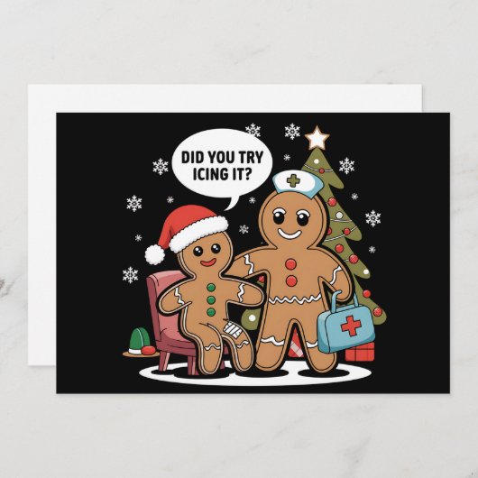 Kerstverpleegster peperkoek man heb je geprobeerd  feestdagenkaart (Voorkant / Achterkant)